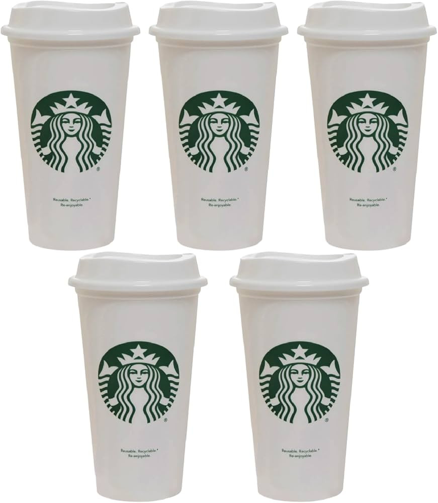 Starbucks Set of 5 16oz Reusable Hot Cups with Lid | Amazon (US)