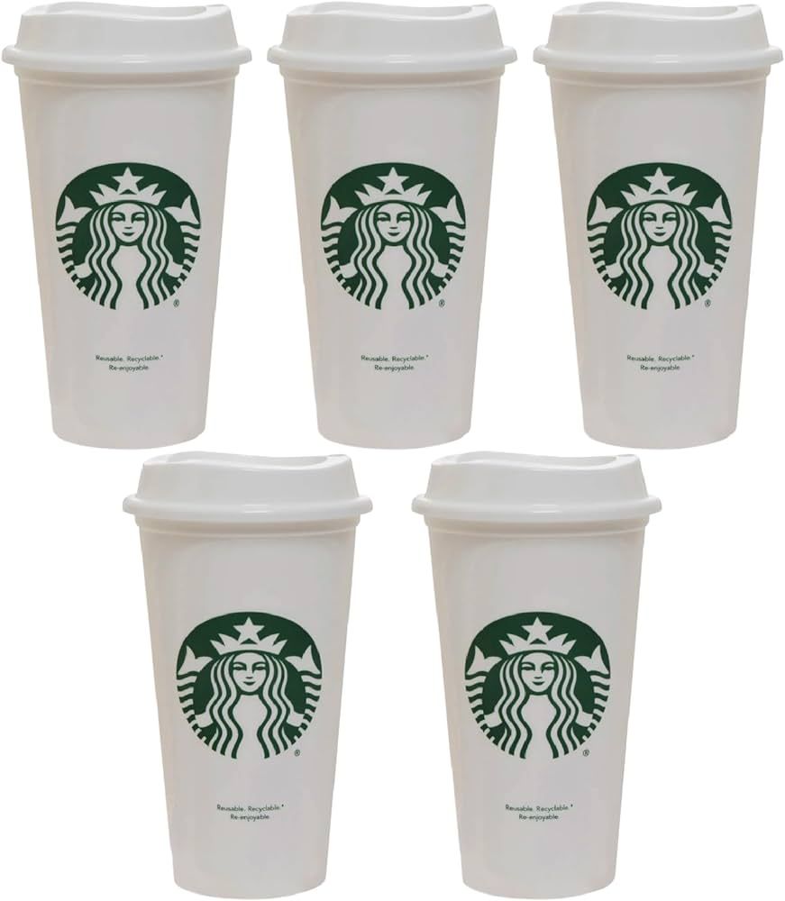 Starbucks Set of 5 16oz Reusable Hot Cups with Lid | Amazon (US)