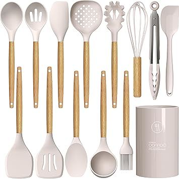 Silicone Cooking Utensils Set - 446°F Heat Resistant Silicone Kitchen Utensils for Cooking,Kitch... | Amazon (US)