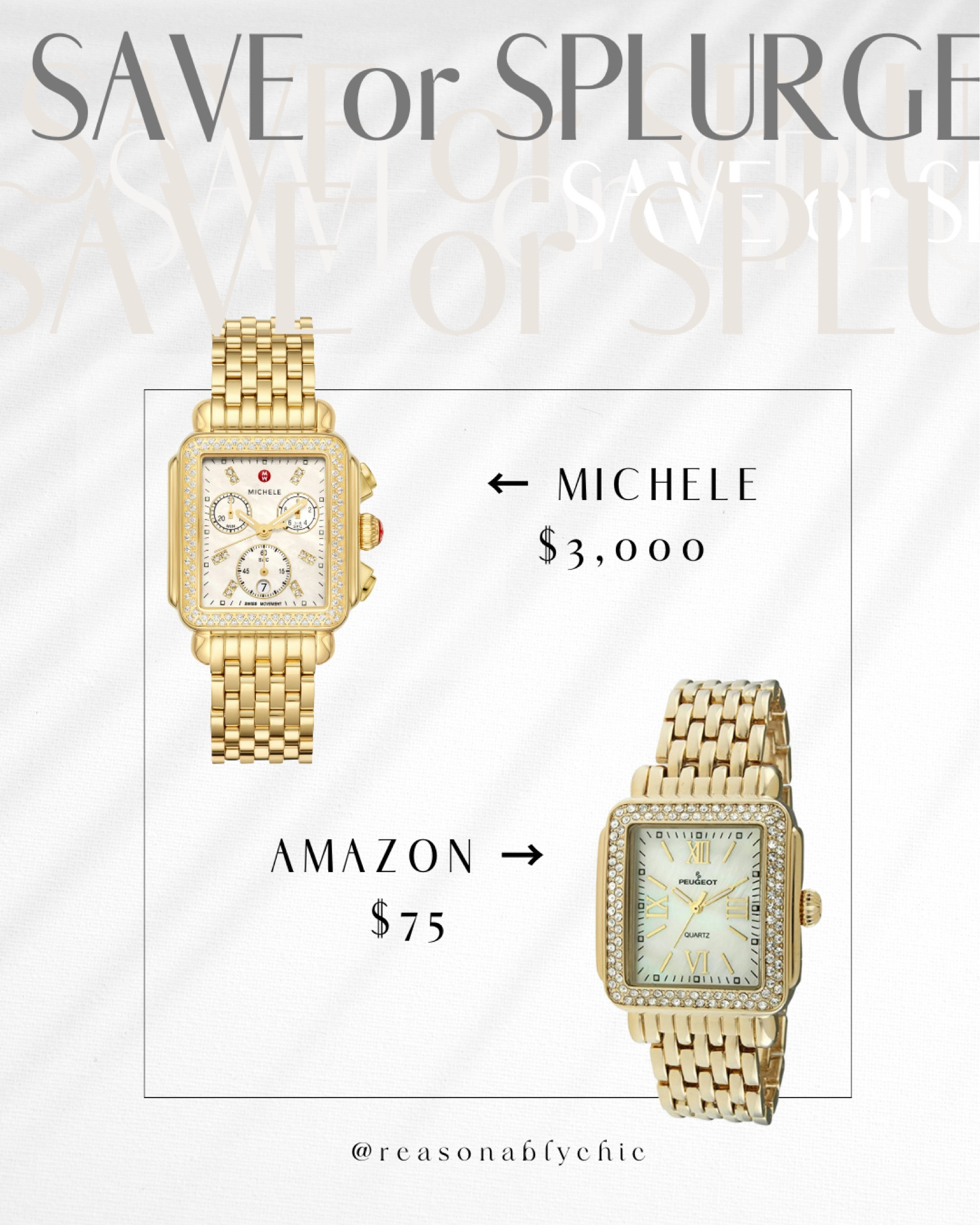 The perfect every day gold watch! 



Michele Watch, Dupe, Gold Watch, Everyday, Affordable, Fashion, Style, Timepiece, Luxury Look for Less, Watch Dupes, Wristwatch, Accessory, Fashionista, Affordable Luxury, Timekeeping, Michele Watch Alternative, Classic Gold Watch
