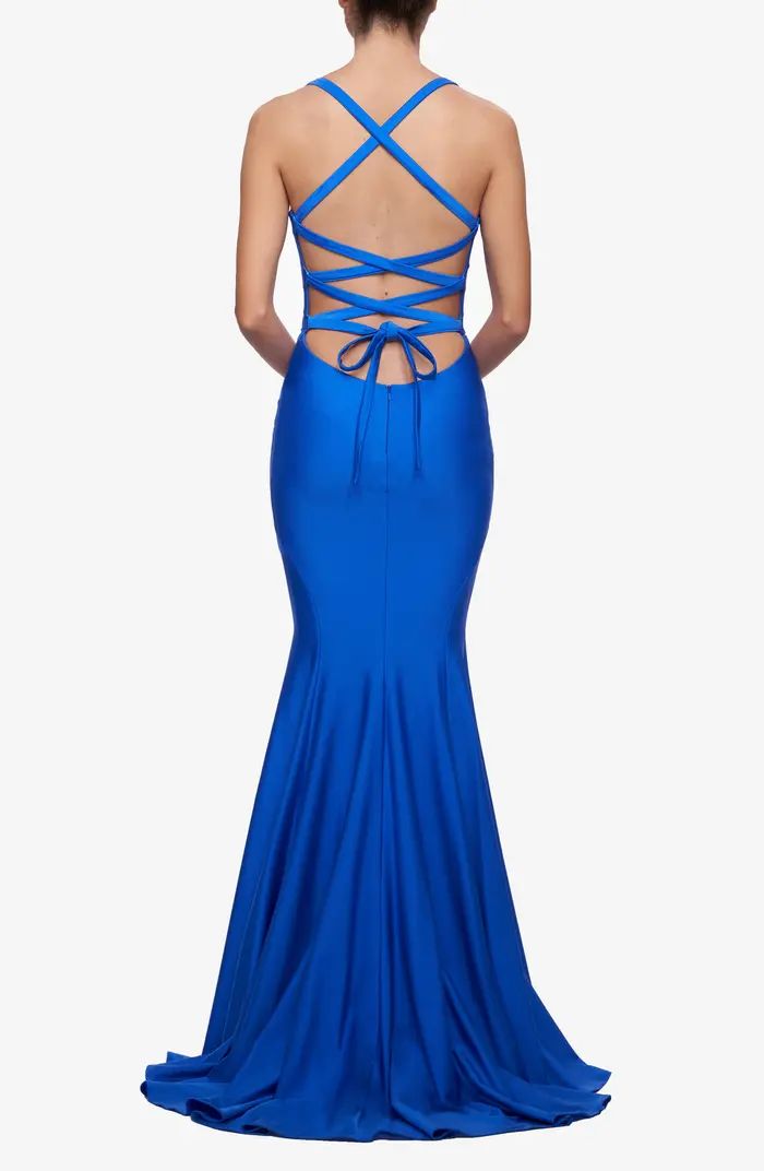 Lace Up Back Jersey Mermaid Gown | Nordstrom
