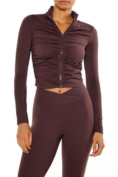 Active Ruched Zip-Up Jacket | Forever 21
