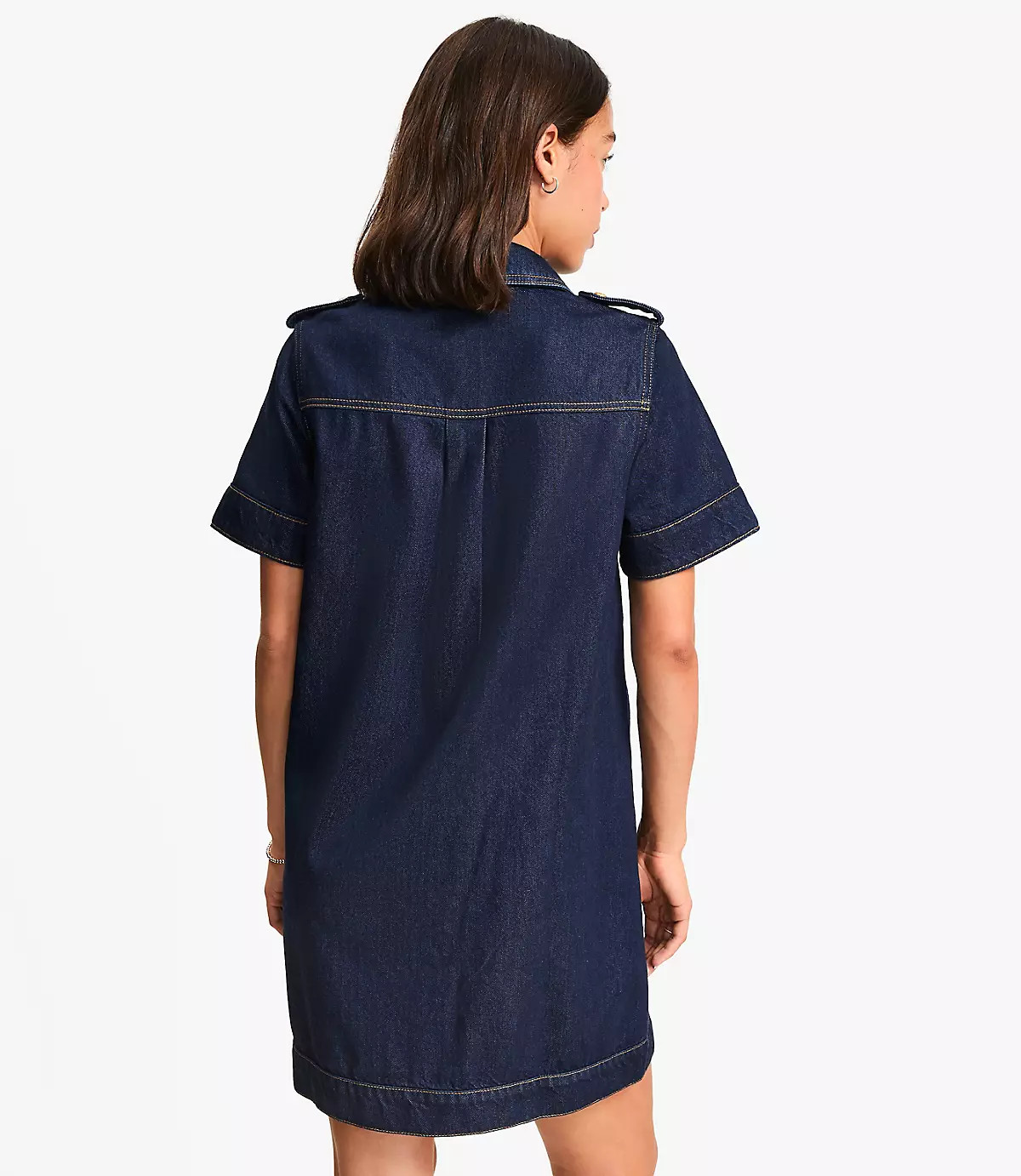 Denim Mini Pocket Dress in Classic Rinse Wash | LOFT