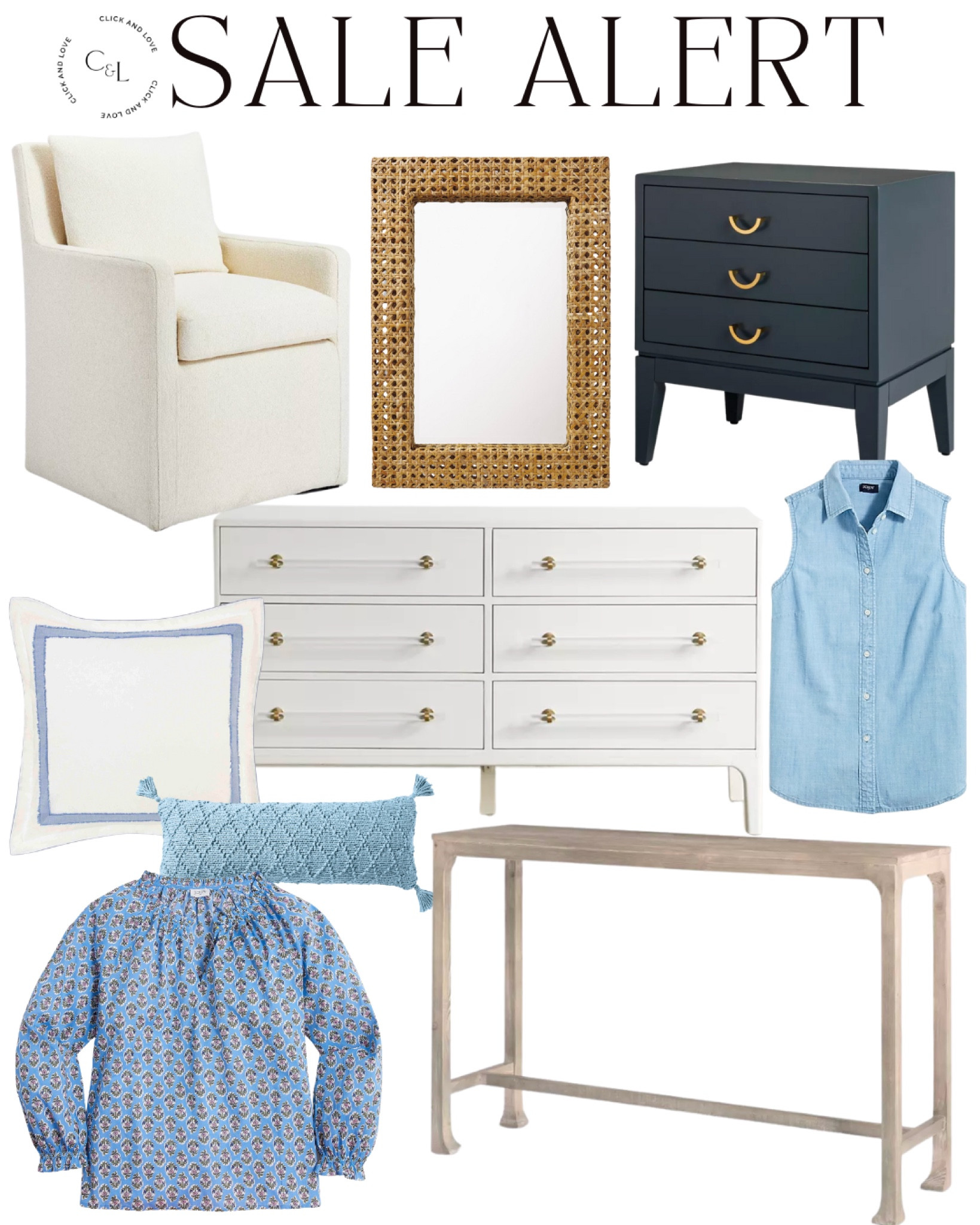 Sale Alert!! 

Furniture sale, dresser sale, nightstand sale, Consol table sale, lock print shirt sale, mirror sale, accent chair sale, pillow sale, Home Decore sale, clothing sale


#LTKsalealert #LTKunder100 #LTKhome