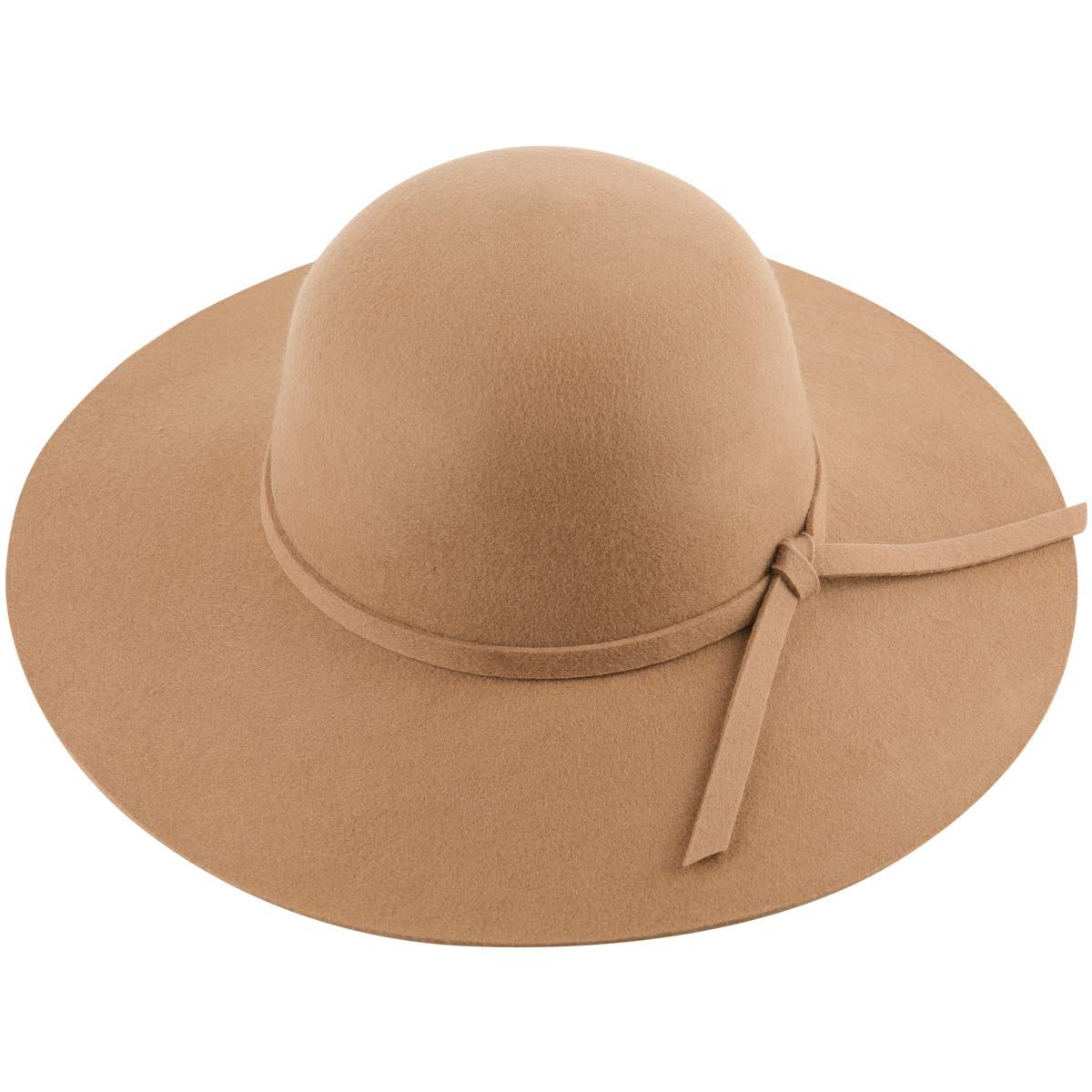 Women Lady Retro Wide Brim Floppy Panama Hat Belt Wool Fedora Hat | Amazon (US)