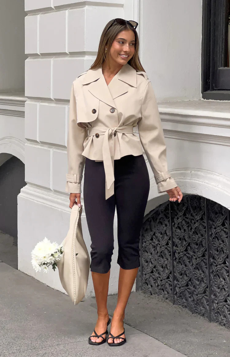 Wilda Cream Cropped Trench Coat US 0 | Beginning Boutique (US)