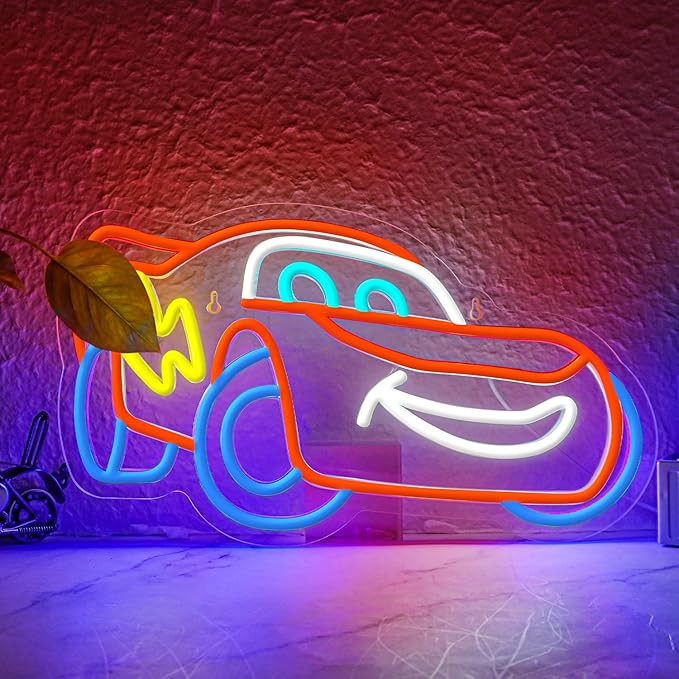 Racing Car Neon Sign for Wall Decor, Anime LED Neon Light Car Themed Decor for Boys Bedroom, Gami... | Amazon (US)