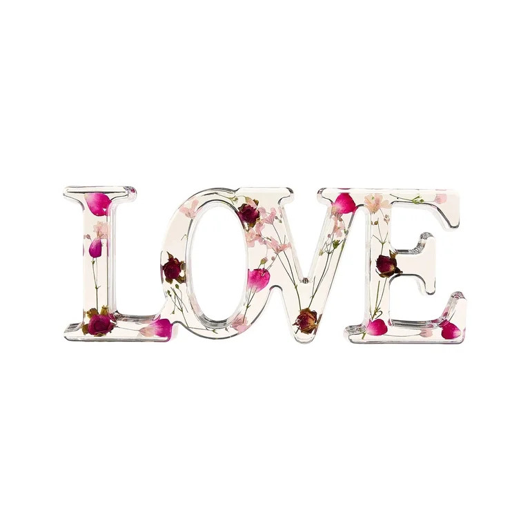 Peacheart Valentine's Day Love Sign Decoration with Dried Rose Flowers for Wedding Anniversary Ho... | Walmart (US)