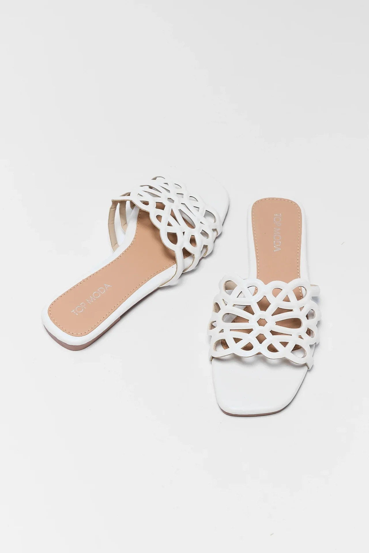 Mindy White Cutout Floral Sandal | Avara