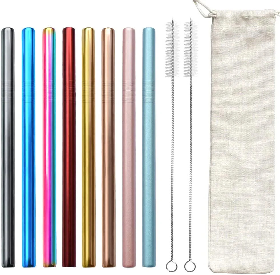 ANNVCHI 8-Pack Rainbow Metal Straws Reusable with with 2 cleaning brushes and 1 cotton bag, suita... | Walmart (US)