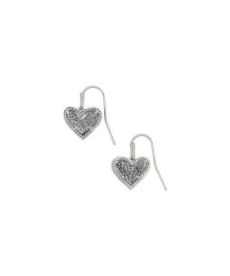 Kendra Scott Platinum Drusy & Silvertone Heart Ari Drop Earrings | Zulily