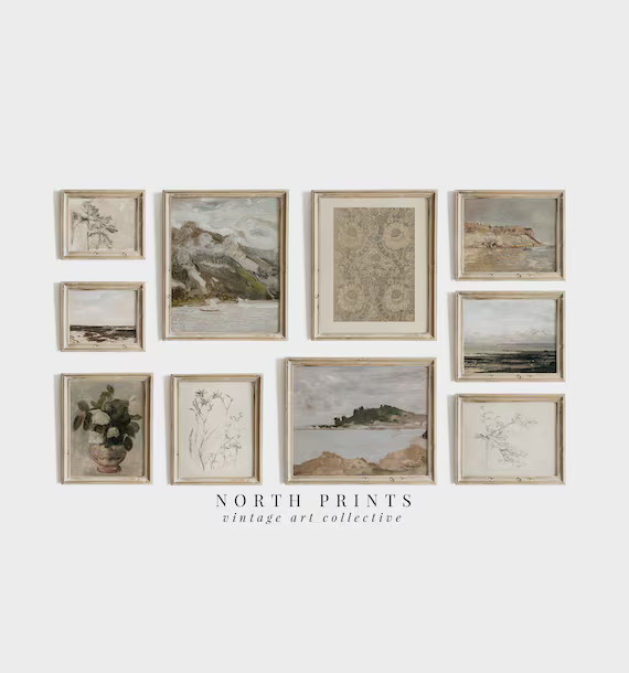 Neutral French Coastal Gallery Wall Art Vintage  PRINTABLE | Etsy | Etsy (US)