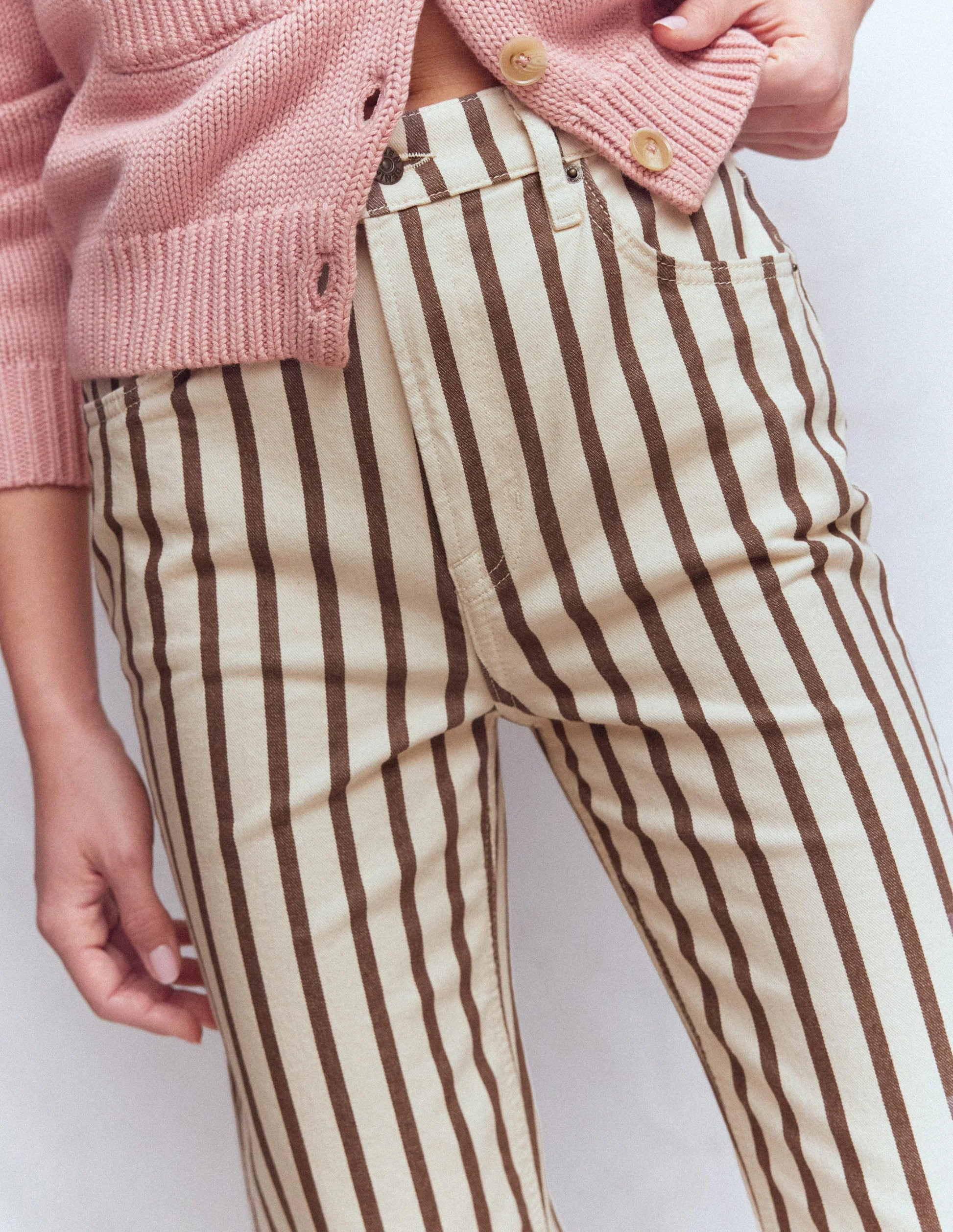 High Rise Straight Jeans-Navy & Red Stripe | Boden (US)