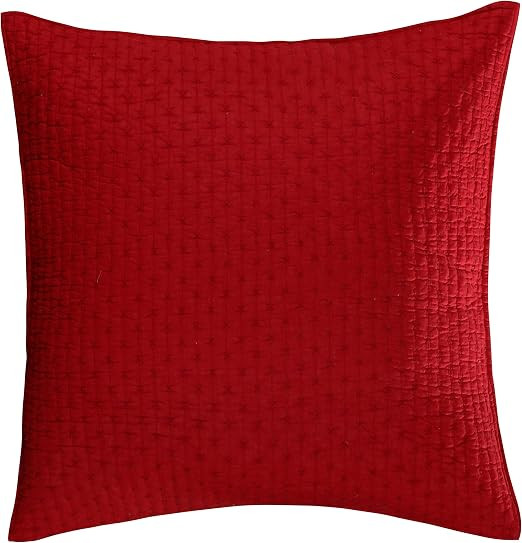 Levtex Home - Cross Stitch - 100% Cotton - Euro Sham (26x26in.) Set of 2 - Chile Red Sham with Ma... | Amazon (US)