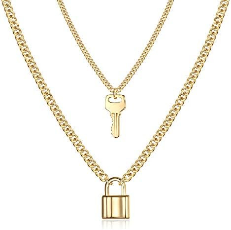 Turandoss Dainty Layered Choker Necklace, Handmade Y Pendant Necklace Multilayer Bar Disc Necklac... | Amazon (US)