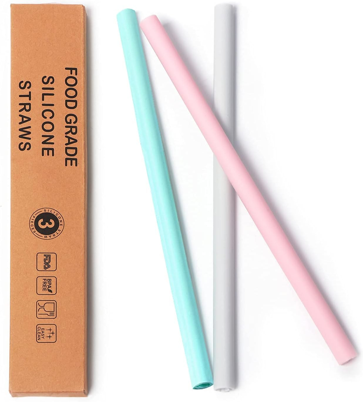 3 PCS Reusable Silicone Drinking Straws, Openable and Washable Straw, Food Grade BPA Free Long an... | Amazon (US)