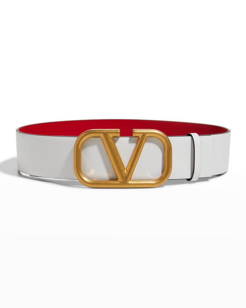 Valentino Garavani VLOGO Reversible Box Leather Belt | Neiman Marcus