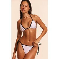 White Contrast Binding Tie Side Bikini Bottom | PrettyLittleThing US