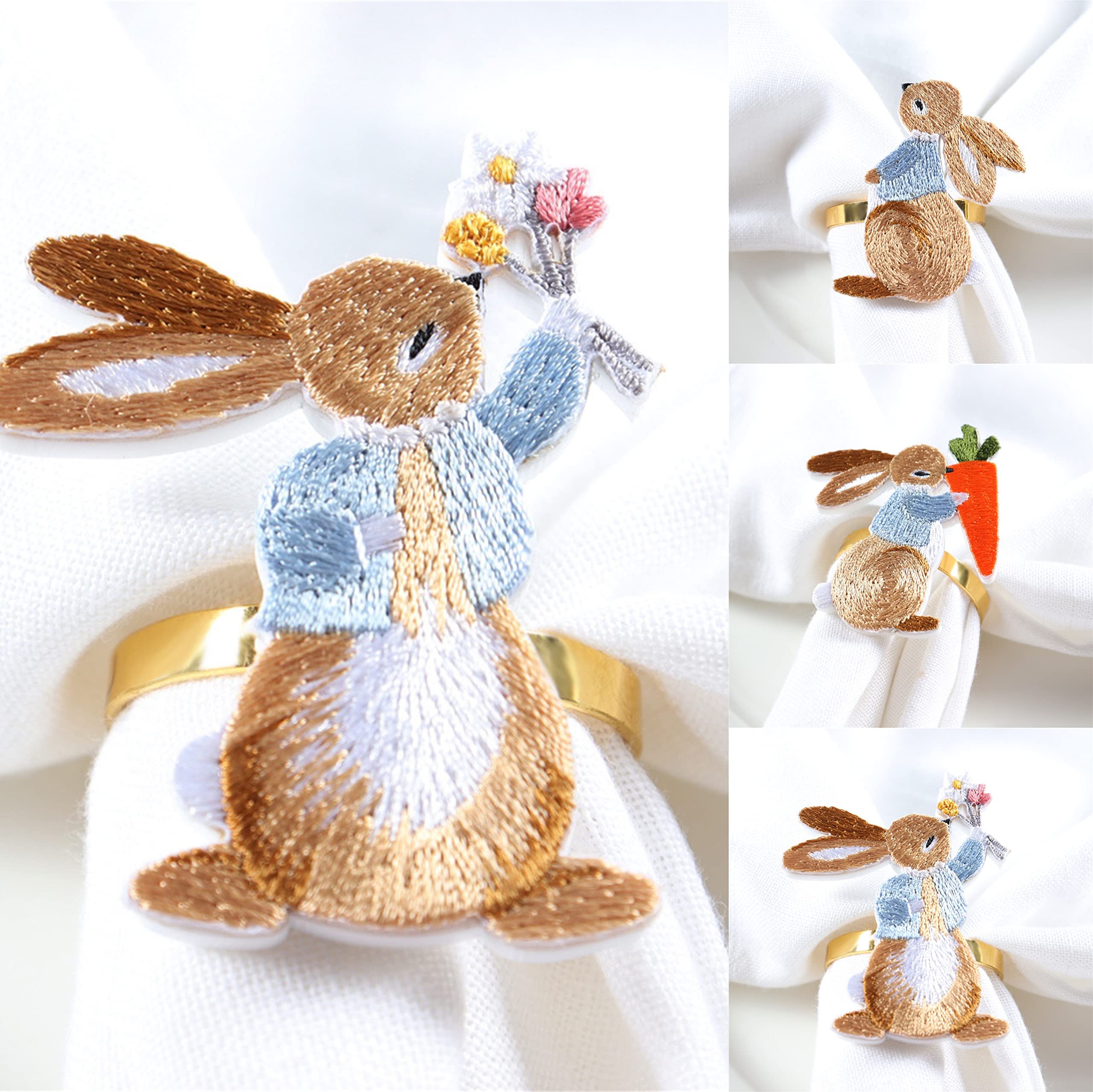 Easter Napkin Rings Set of 6, Bunny Napkin Rings Easter Table Decoration, Used for Family Table D... | Amazon (US)
