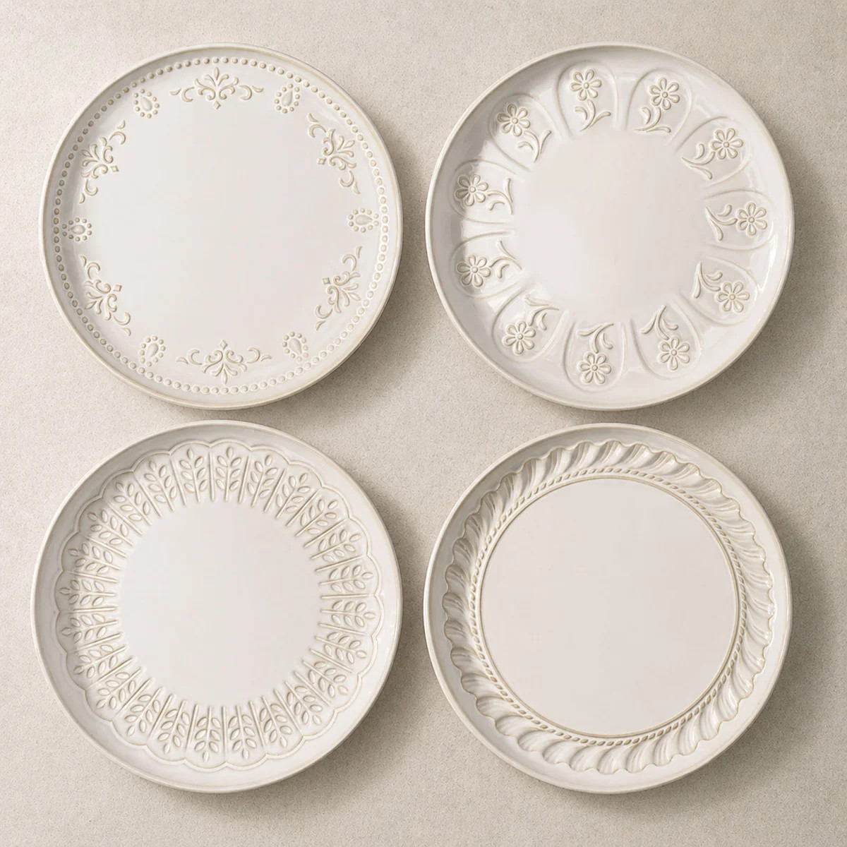 4-Piece 8.5" Dinner/Salad Plates, Reactive Glaze, Spill-Proof Rim, Microwave Safe, Wedding Regist... | Wayfair North America
