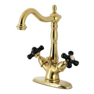 Duchess Deck Mount 2-Handle 4 in. Centerset Bathroom Sink Faucet with Pop-Up Drain in Brushed Brass | The Home Depot