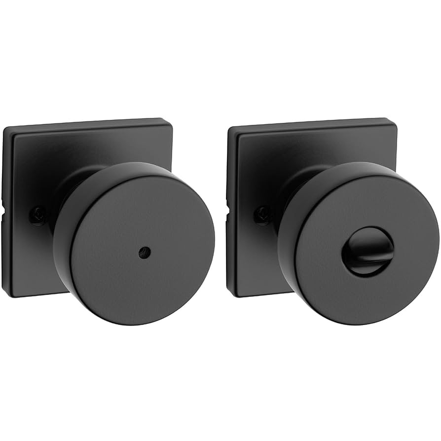 Kwikset Pismo Interior Privacy Door Knob with Lock, Door Handle For Bathroom and Bedroom, Matte B... | Amazon (US)
