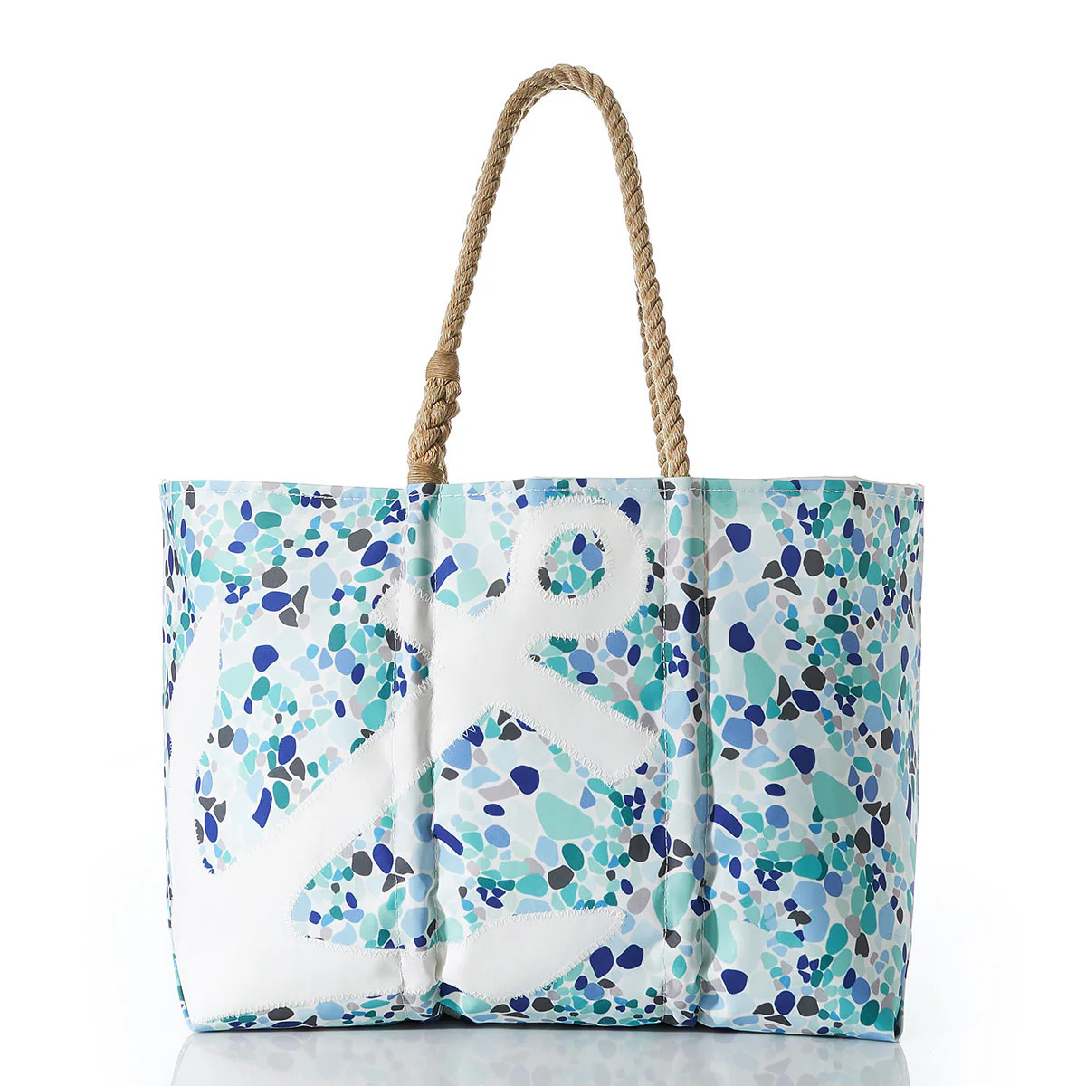 White Anchor on Sea Glass Large Tote | Sea Bags