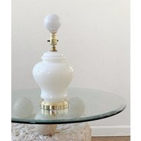 80S Revival Art Deco Ginger Jar White Glass Table Lamp | Etsy (US)