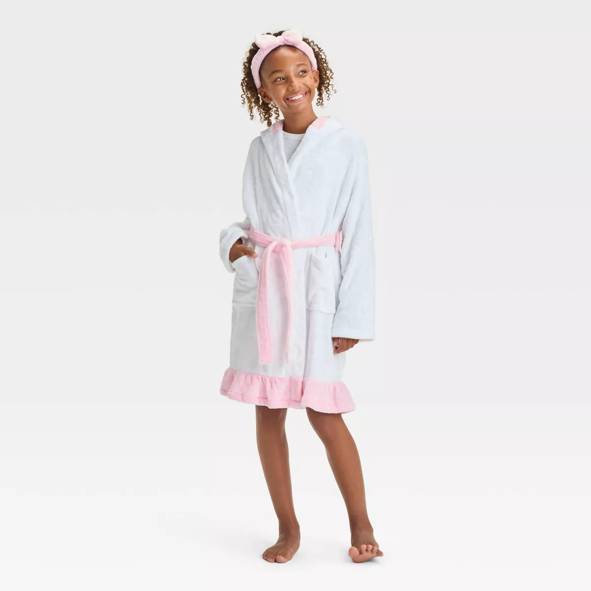 Girls' FAO Schwarz Hooded Pajama Set with Headband - White | Target