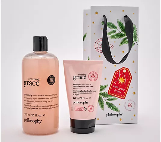 philosophy graceful shower gel 16oz & hand cream 4oz w/ gift bag - QVC.com | QVC