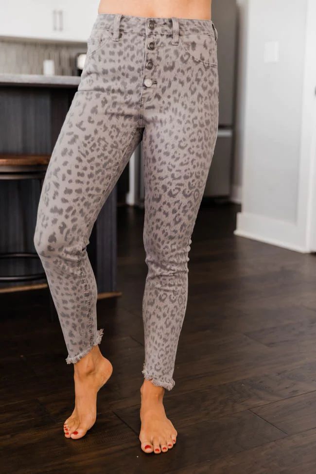 Cassidy Leopard Grey Jeans | The Pink Lily Boutique