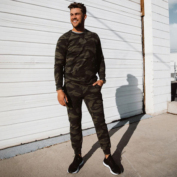 Men's At Ease Joggers, Green Camo | Albion Fit