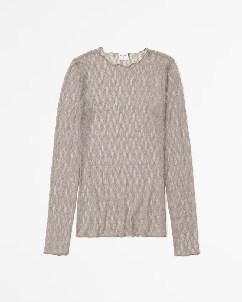 Long-Sleeve Tuckable Lace Top | Abercrombie & Fitch (US)