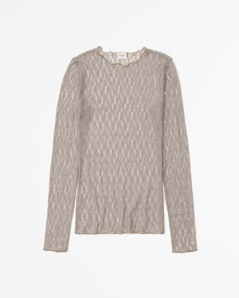 Long-Sleeve Tuckable Lace Top | Abercrombie & Fitch (US)