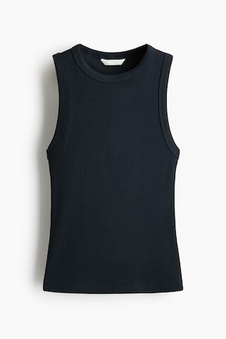 H & M - Ribbed Tank Top - Navy Blue | H&M (US + CA)