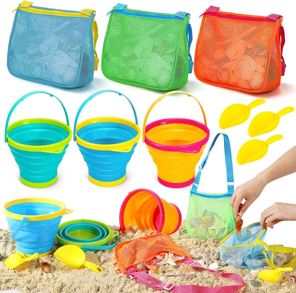 TOY Life Collapsible Beach Toys for Kids Ages 8-12 with 3 Seashell Bags, Sand Toys for Kids Ages ... | Amazon (US)