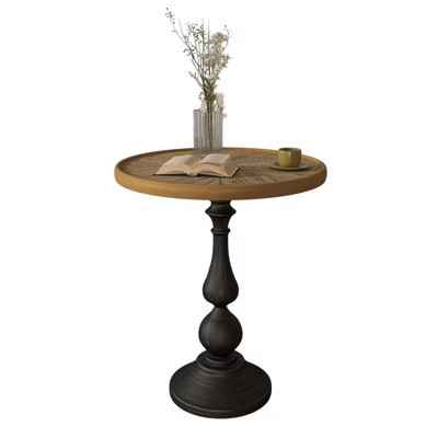 Gulches Retro French Country Round Side Table - Natural Wood, Metal & Wood Pedestal | Target