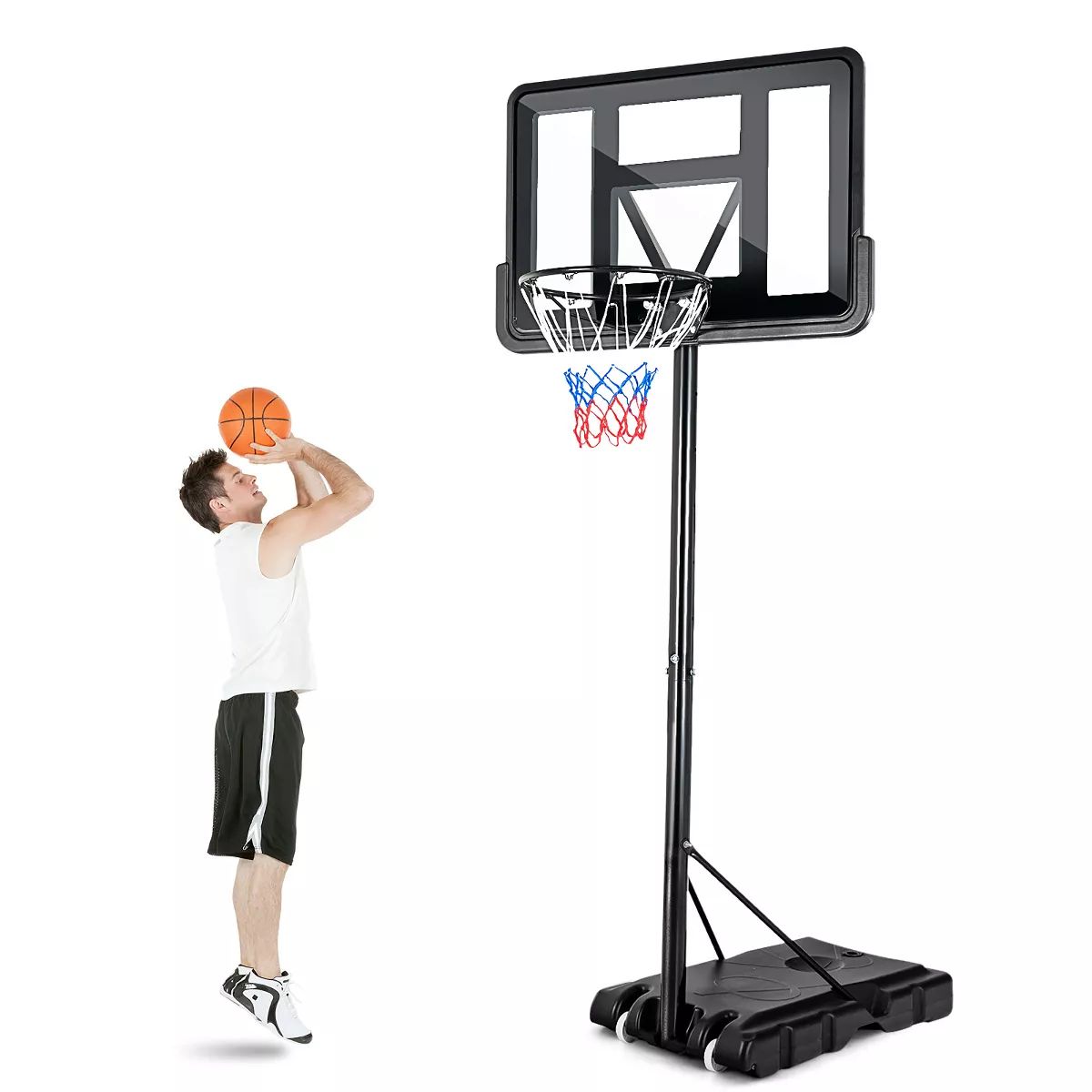 Costway Portable Basketball Hoop Stand Adjustable Height W/Shatterproof Backboard Wheels | Target