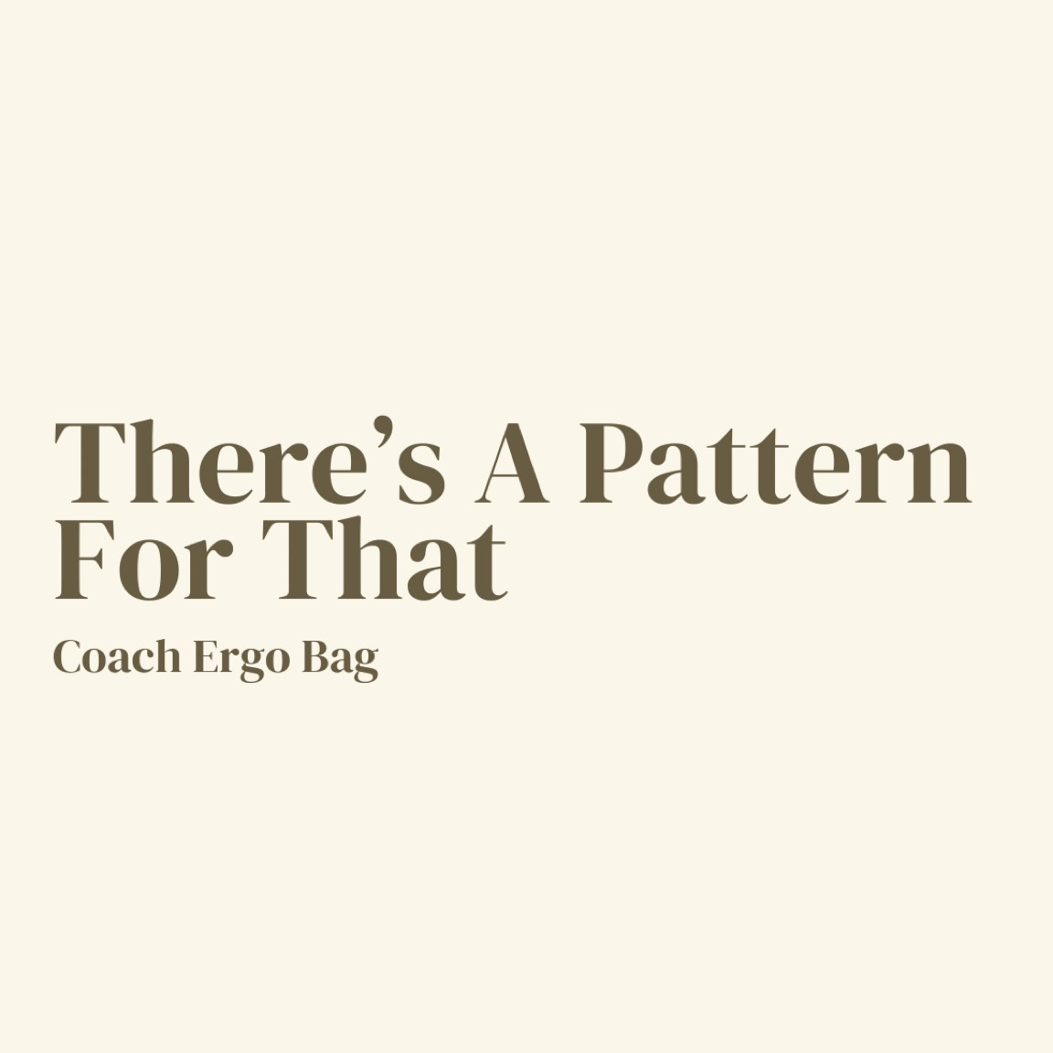 How to make the coach ergo bag