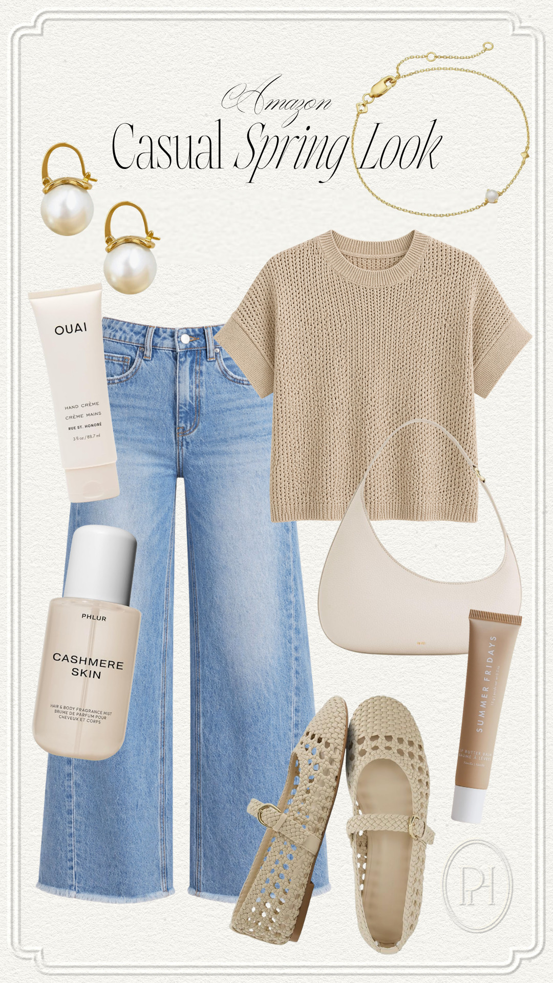 Loving these neutral fashion finds from Amazon for spring!

neutral style, spring style, spring looks, spring outfit, tan top, knit top, wide leg jeans, gold jewelry, pearl earrings, bracelet, body spray, perfume, fragrance, lip balm, lip gloss, hand cream, white handbag, neutral flats, tan flats, spring shoes, summer style, casual outfit 

 #LTKgrwm #LTKootd #LTKSeasonal