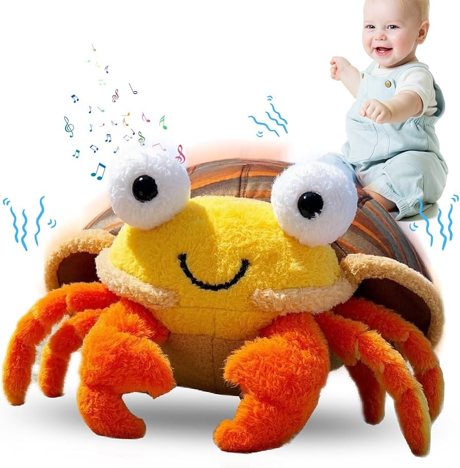 Baby Toys 6-12 Months - Musical Crawling Crab Plush Toy with 40+ Songs, Recording Features - Danc... | Amazon (US)