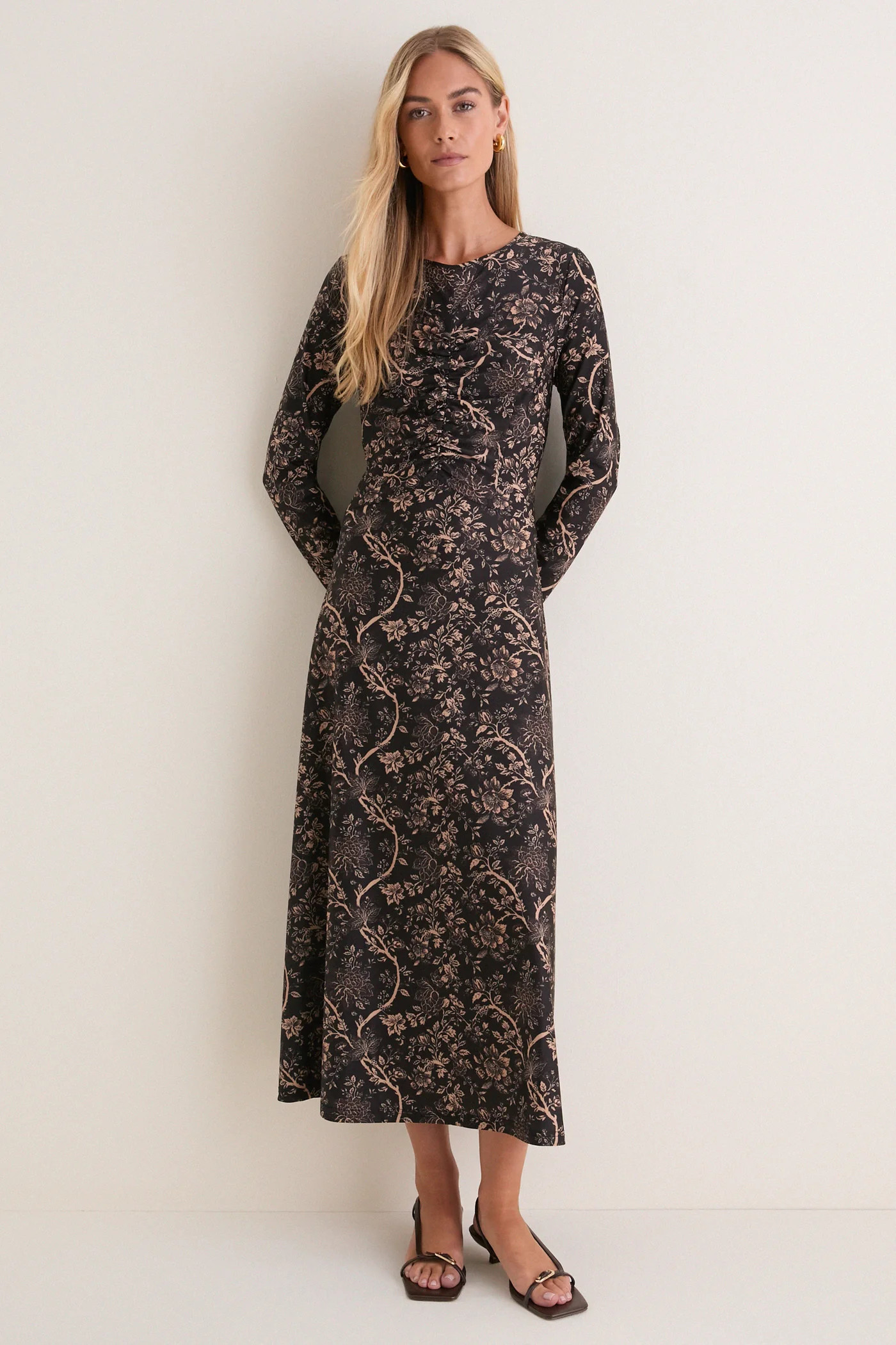 Fall Floral Jersey Ruched Kayla Maxi Dress | Tuckernuck (US)