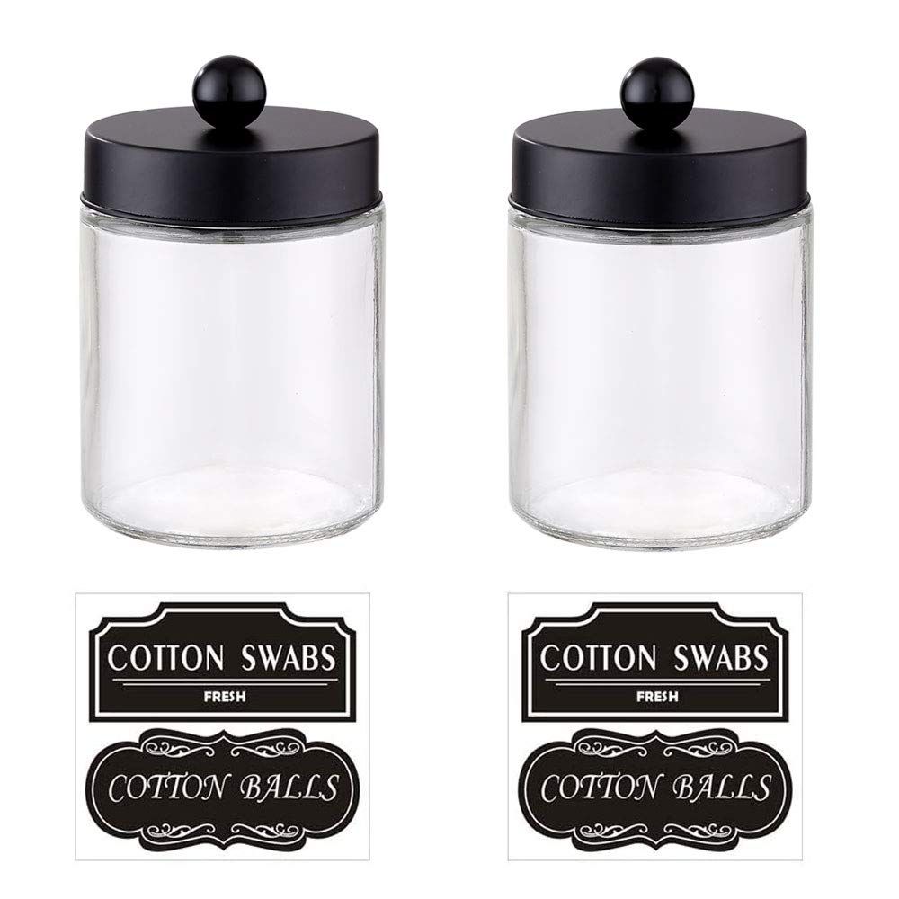 Elwiya Bathroom Apothecary Jars Set, Farmhouse Decor Qtip Dispenser Holder Glass - Rustic Vanity ... | Amazon (US)