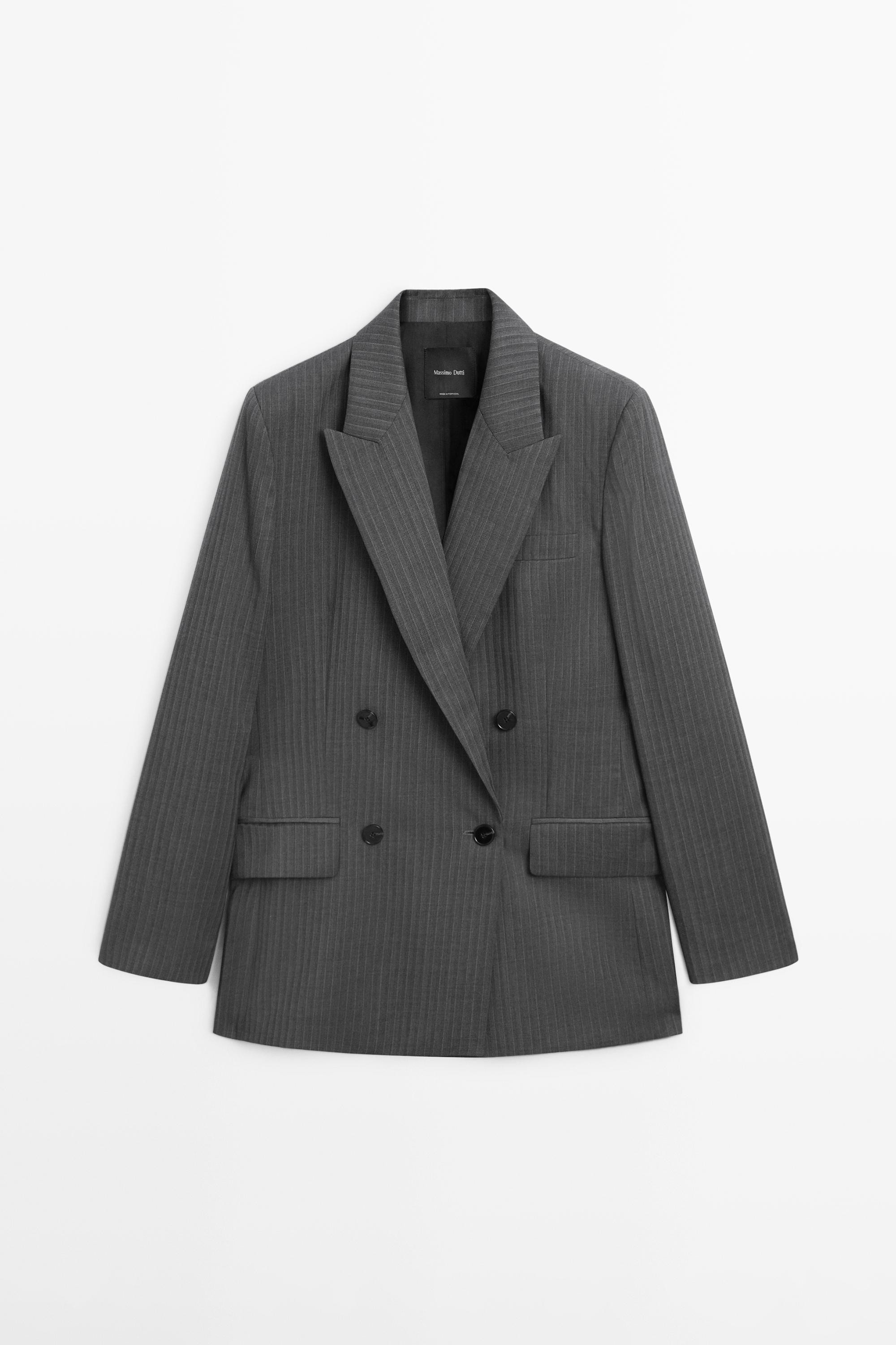Pinstripe cool wool blend suit blazer | Massimo Dutti US