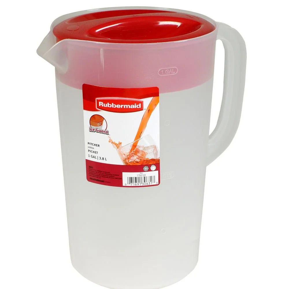 Rubbermaid 1 Gal Clear Plastic Pitcher with Red Lid one_size | 1884493 | Lowe's