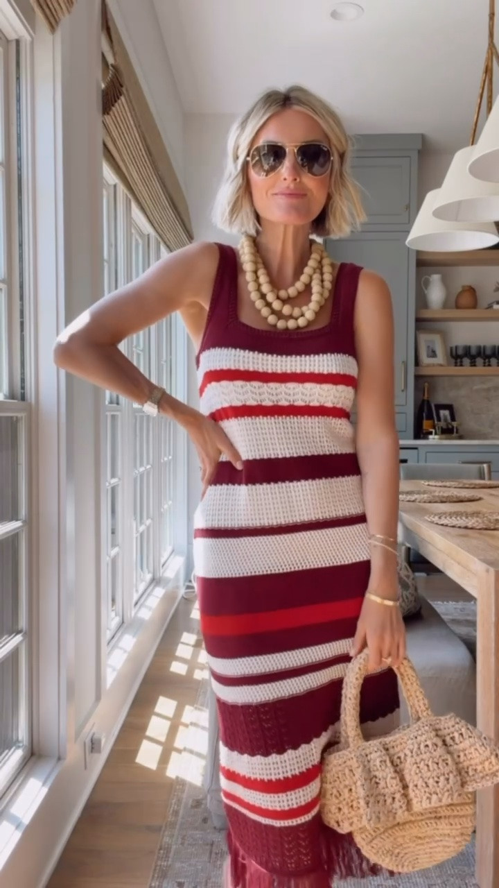 This midi fringe sweater dress is so pretty! Gives major designer vibes. I love the unique color palette and definitely can see this being worn on vacation for an elevated evening look. Wearing S

Loverly grey, crochet dress, Target fashion finds, evening vacation outfit, burgundy summer dress, designer look alike dress, what to wear on vacation, resort wear

#LTKSeasonal #LTKTravel
