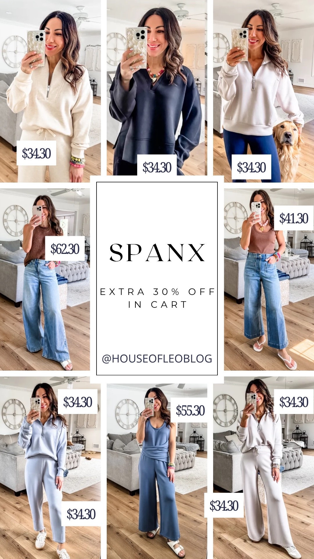 Extra 30% off in cart at Spanx
Tops small. AirEssentials pants small petite wide leg jeans XS petite. Cropped jeans small petite jumpsuit XS petite.

#LTKOver40 #LTKPetite #LTKSaleAlert