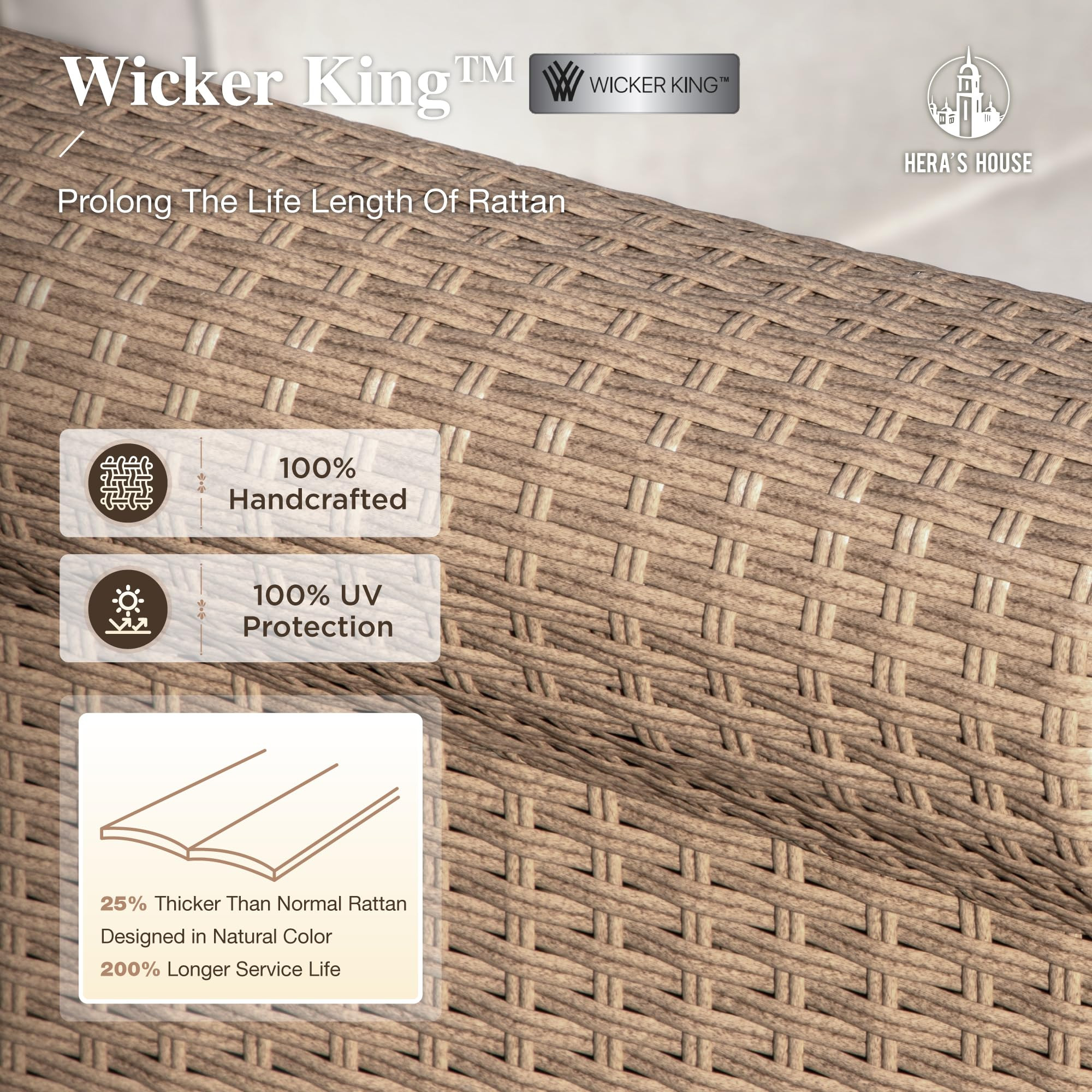 HERA'S HOUSE 4-Piece Patio Furniture Set, All Weather 5 Seats Outdoor Wicker Sofa with 44" Coffee... | Amazon (US)