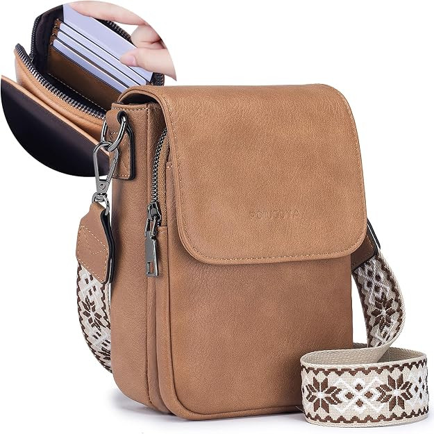Crossbody Bags for Women,Small Crossbody Purse with Triple Compartments,Cell Phone Wallet with Ca... | Amazon (US)