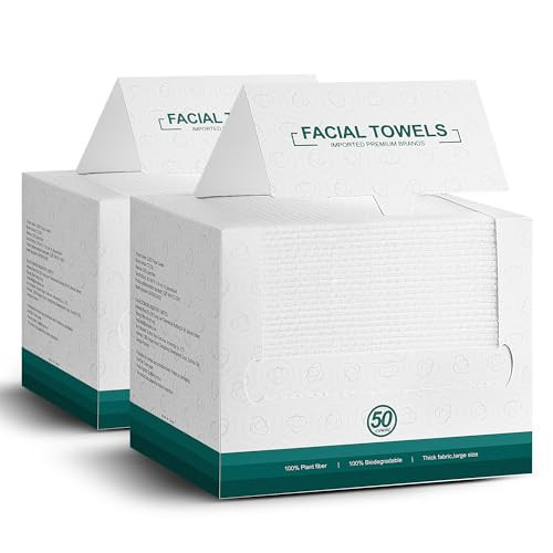 Disposable Face Towels- 100 Count Extra Thick Soft Clean Facial Towels, 10"×12",Super Absorbent,Biodegradable Dry Wipes,Cruelty-Free Facial Washcloth for Sensitive Skin,Travel,Makeup Remover | Amazon (US)